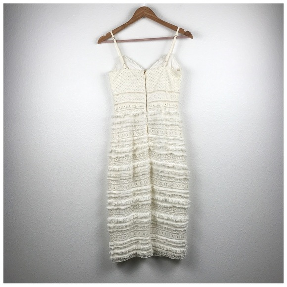 Trina Turk Stow‎ Sleeveless Tiered Fringe & Lace Sheath Dress Size 2 - Picture 3 of 10